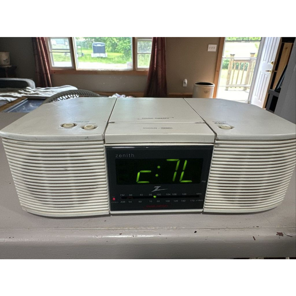 Zenith Z208W AM FM TV Weather Stereo Alarm Clock Radio Sound Therapy Tested